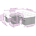 Gartensofa-set 11 pcs Grau und Marineblau Poly-Rattan