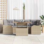 Garten-Sofa-Set mit Kissen 7 pcs Beige und Hellgrau