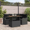 Gartensofa-set mit Kissen 5 pcs Schwarz Poly-Rattan