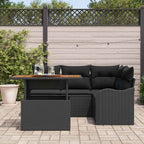 Gartensofa-set mit Kissen 5 pcs Schwarz Poly-Rattan