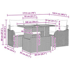 Gartensofa-set mit Kissen 5 pcs Schwarz Poly-Rattan