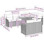 Garten-Sofa-Set mit Kissen 9 pcs Grau