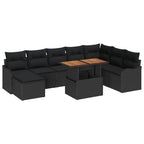 Garten-Sofa-Set mit Kissen 9 pcs Schwarz