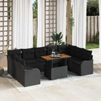 Garten-Sofa-Set mit Kissen 10 pcs Schwarz