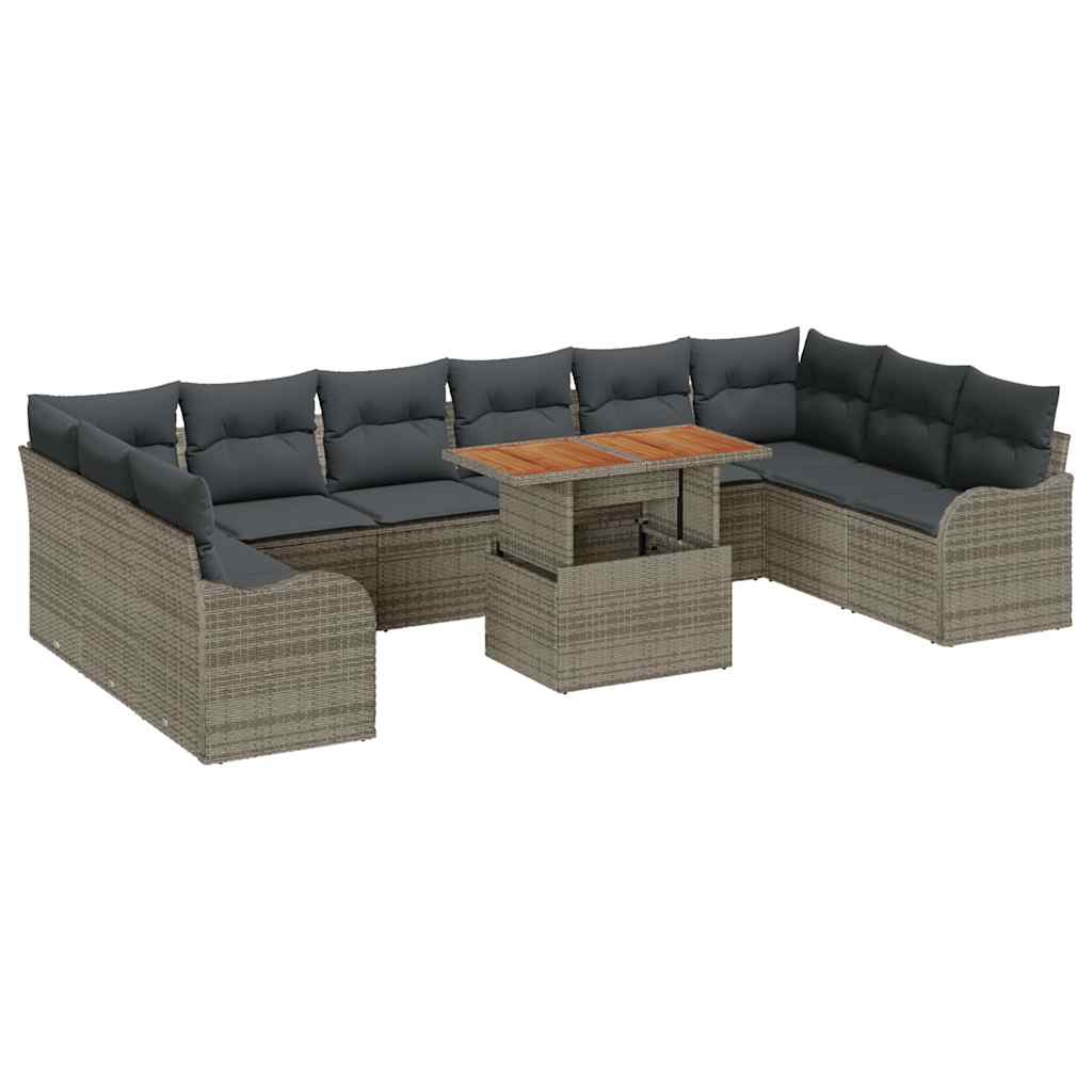 Garten-Sofa-Set mit Kissen 11 pcs Grau