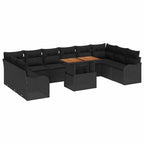 Garten-Sofa-Set mit Kissen 11 pcs Schwarz