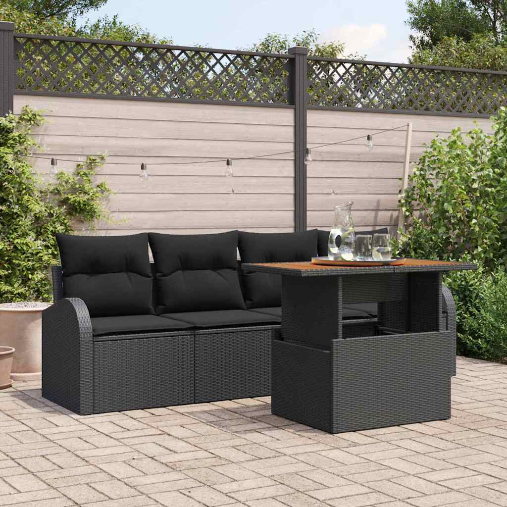 Garten-Sofa-Set 5 pcs Schwarz