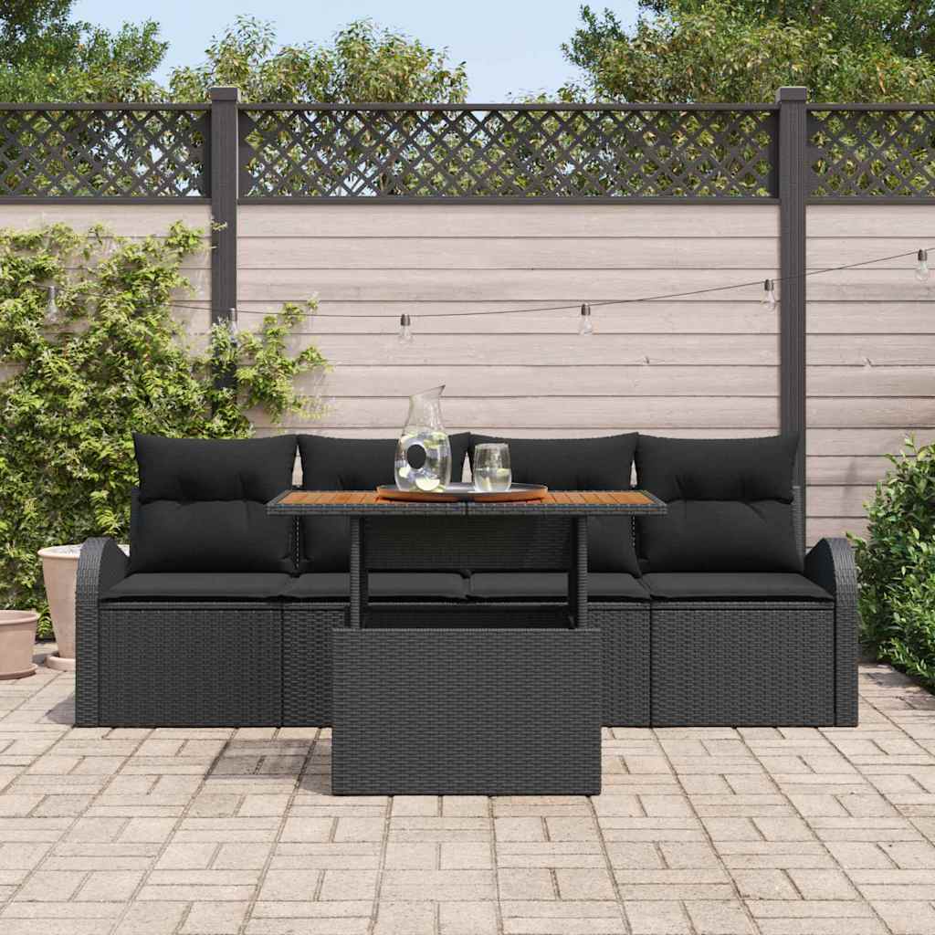 Garten-Sofa-Set 5 pcs Schwarz