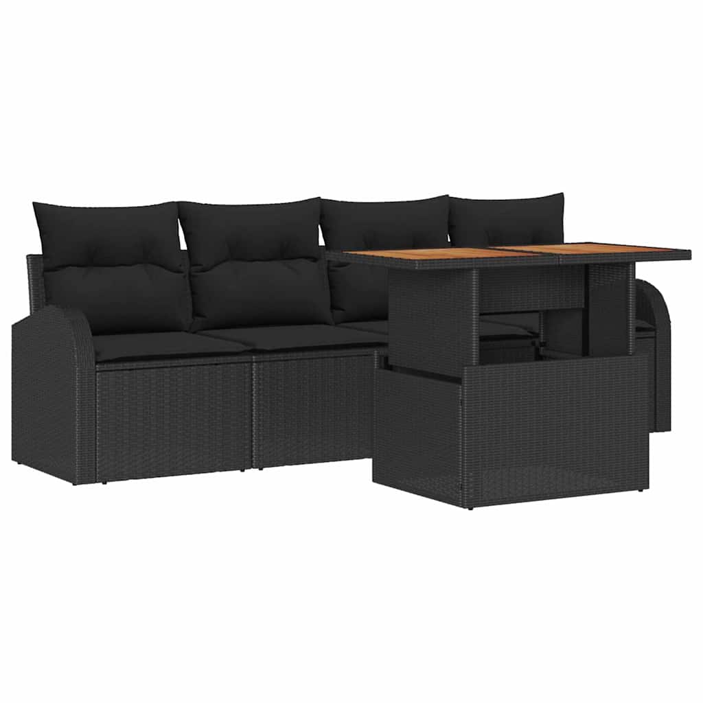 Garten-Sofa-Set 5 pcs Schwarz