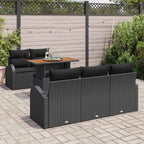 Garten-Sofa-Set mit Kissen 6 pcs Schwarz