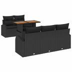 Garten-Sofa-Set mit Kissen 6 pcs Schwarz