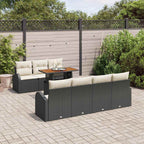 Garten-Sofa-Set mit Kissen 8 pcs Schwarz und Creme