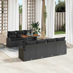 Garten-Sofa-Set mit Kissen 8 pcs Schwarz