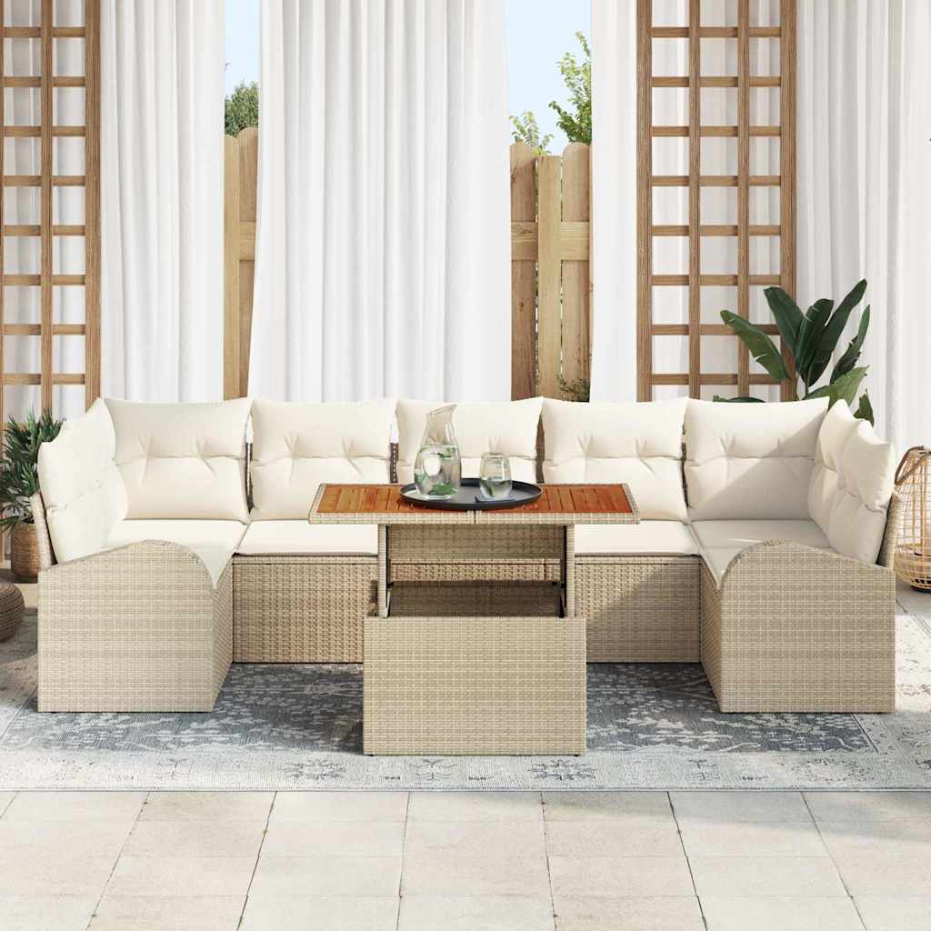 Garten-Sofa-Set mit Kissen 8 pcs Beige und Creme