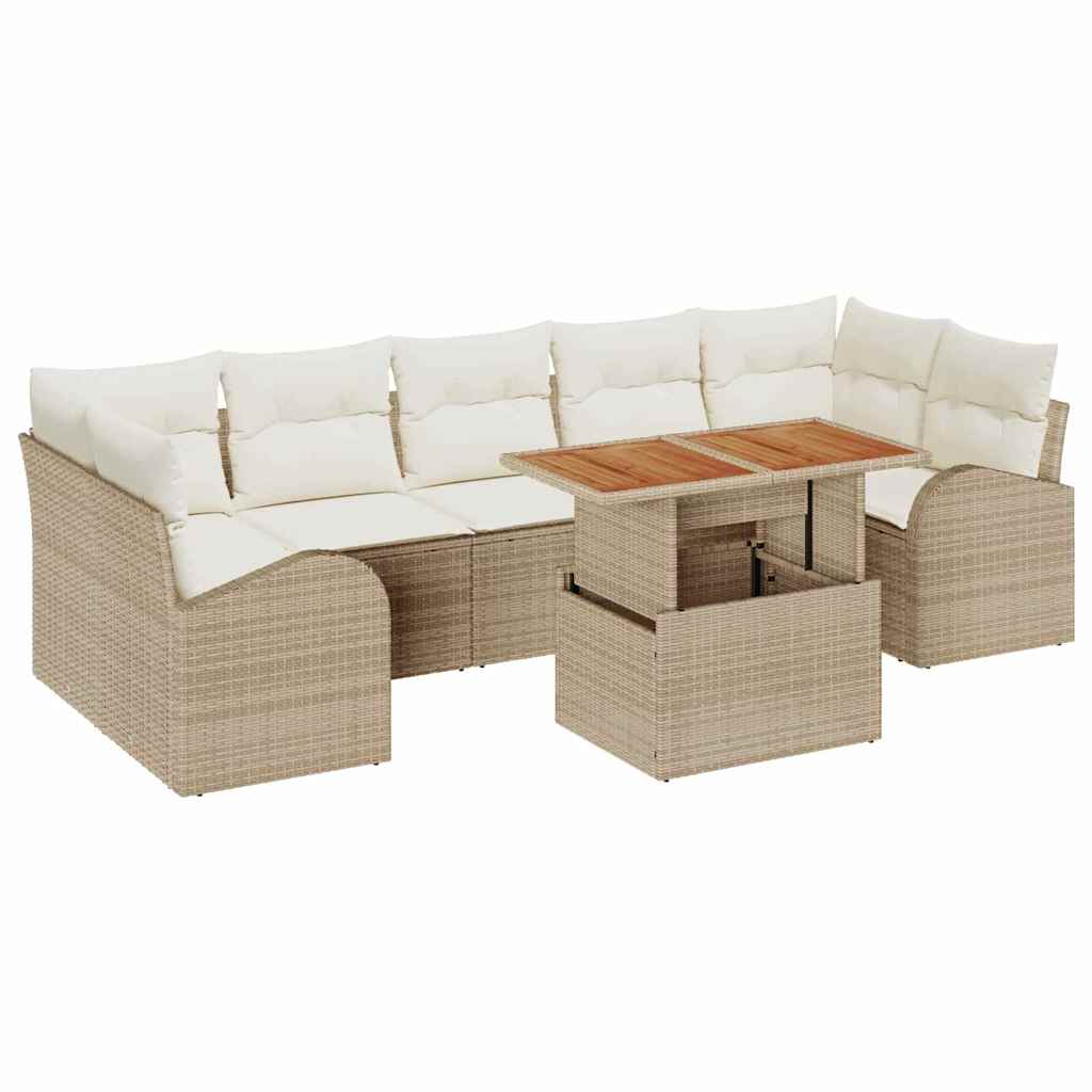 Garten-Sofa-Set mit Kissen 8 pcs Beige und Creme