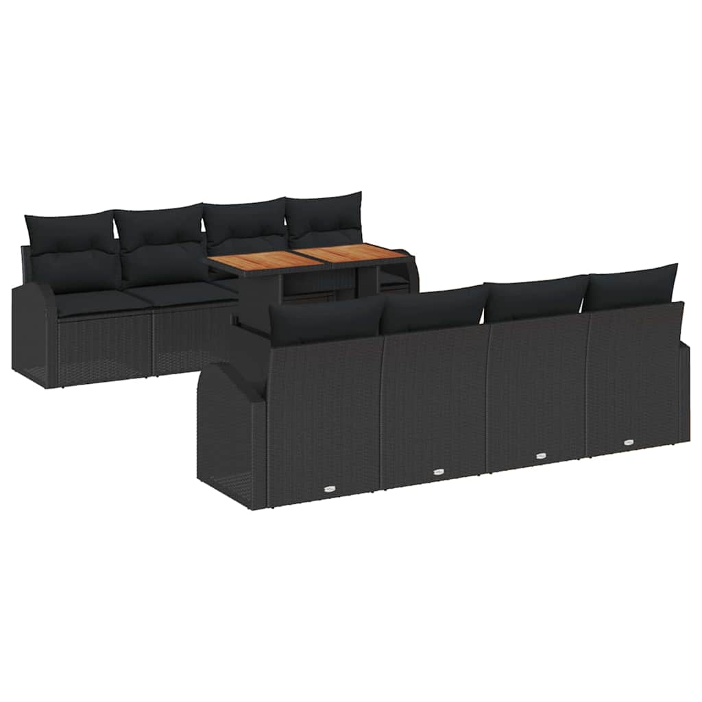 Garten-Sofa-Set mit Kissen 7 pcs Schwarz