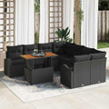 Garten-Sofa-Set mit Kissen 9 pcs Schwarz