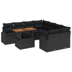 Garten-Sofa-Set mit Kissen 9 pcs Schwarz