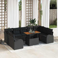 Garten-Sofa-Set mit Kissen 10 pcs Schwarz