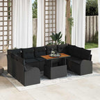 Garten-Sofa-Set mit Kissen 10 pcs Schwarz