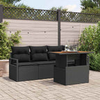 Garten-Sofa-Set mit Kissen 5 pcs Schwarz
