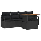 Garten-Sofa-Set mit Kissen 5 pcs Schwarz