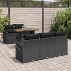 Garten-Sofa-Set mit Kissen 6 pcs Schwarz