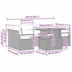 Garten-Sofa-Set mit Kissen 7 pcs Schwarz