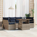 Garten-Sofa-Set mit Kissen 7 pcs Grau und Marineblau