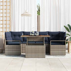 Garten-Sofa-Set mit Kissen 7 pcs Grau und Marineblau