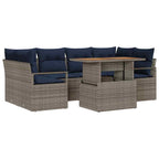 Garten-Sofa-Set mit Kissen 7 pcs Grau und Marineblau