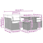 Garten-Sofa-Set mit Kissen 7 pcs Grau und Marineblau