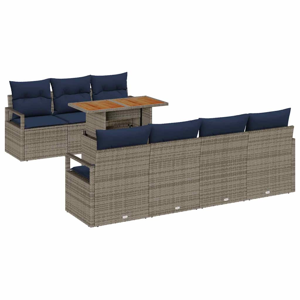 Garten-Sofa-Set mit Kissen mit Kissen 8 pcs Grau und Blau