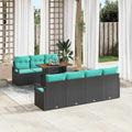Garten-Sofa-Set mit Kissen mit Kissen 8 pcs Schwarz und Teal