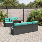 Garten-Sofa-Set mit Kissen mit Kissen 8 pcs Schwarz und Teal
