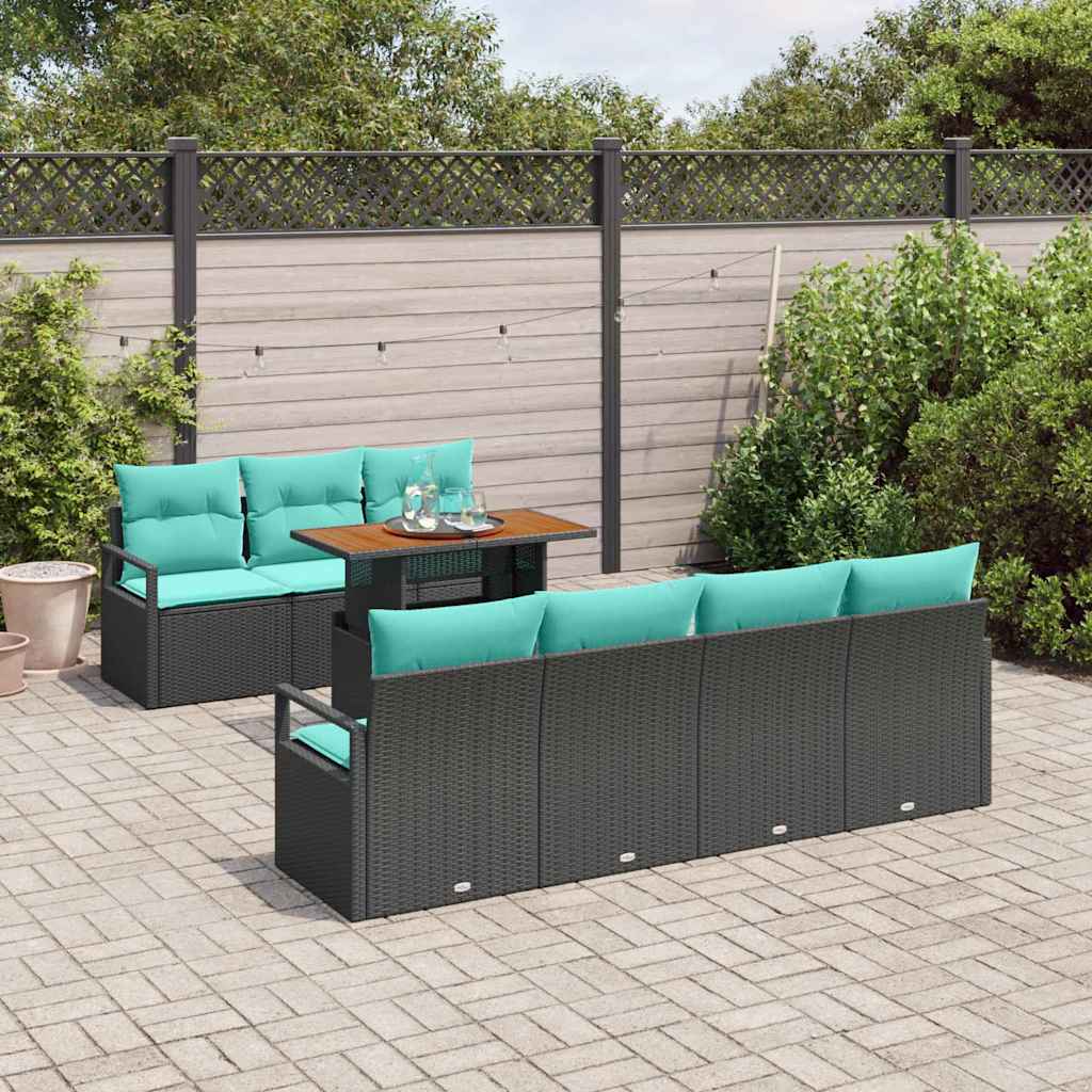 Garten-Sofa-Set mit Kissen mit Kissen 8 pcs Schwarz und Teal