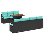 Garten-Sofa-Set mit Kissen mit Kissen 8 pcs Schwarz und Teal