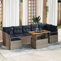 Garten-Sofa-Set mit Kissen 8 pcs Grau und Marineblau