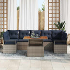 Garten-Sofa-Set mit Kissen 8 pcs Grau und Marineblau