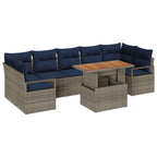 Garten-Sofa-Set mit Kissen 8 pcs Grau und Marineblau