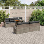Garten-Sofa-Set mit Kissen mit Kissen 9 pcs Grau und Braun