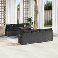 Garten-Sofa-Set mit Kissen mit Kissen 9 pcs Schwarz und Braun