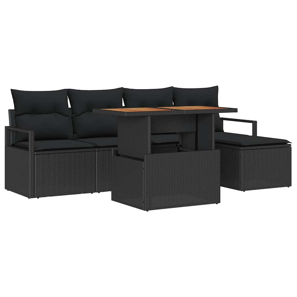Garten Essgruppe mit Kissen 6 pcs Schwarz und Braun