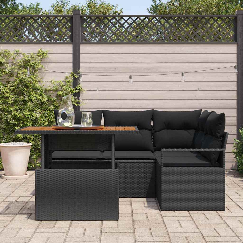 Garten Essgruppe mit Kissen 5 pcs Schwarz und Braun