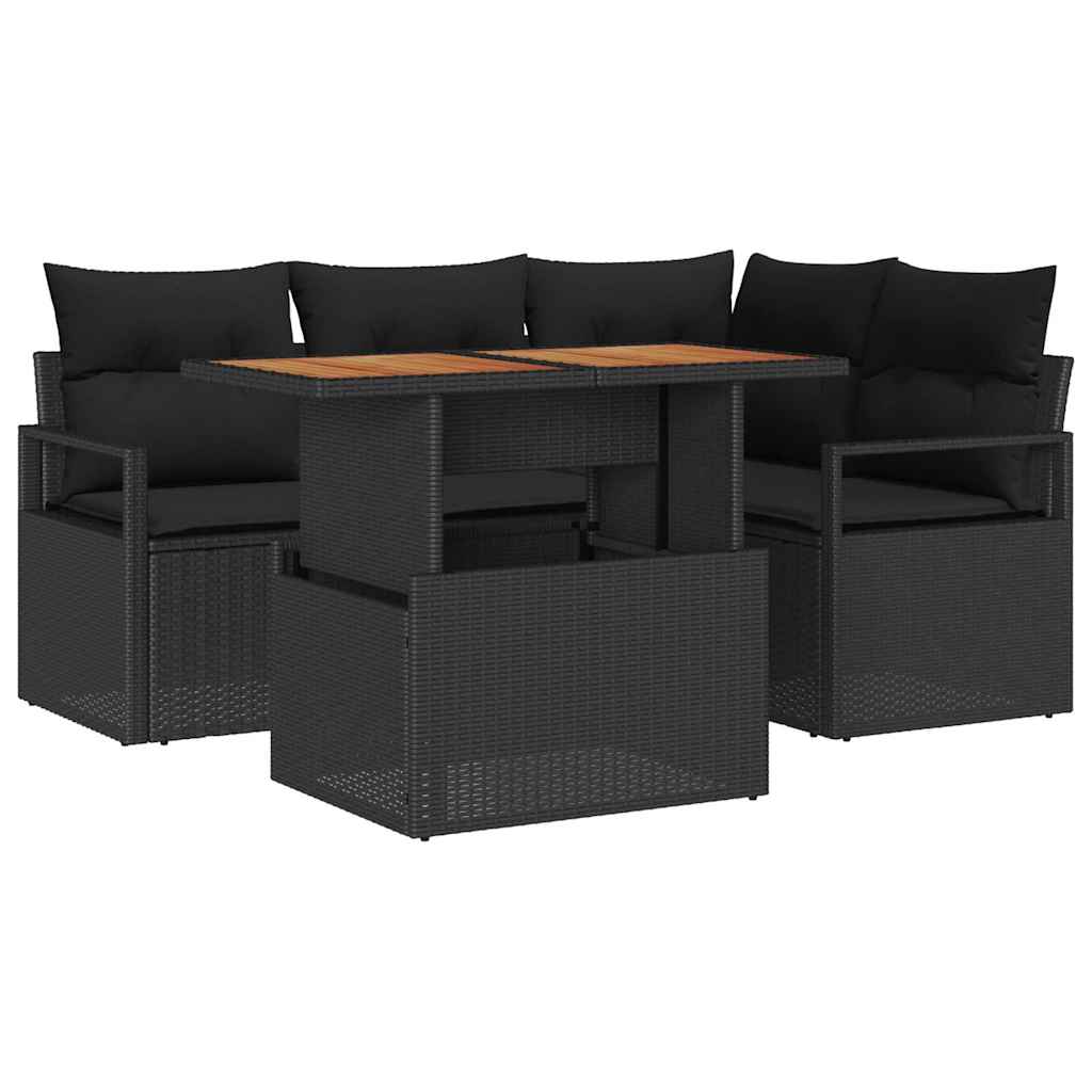Garten Essgruppe mit Kissen 5 pcs Schwarz und Braun