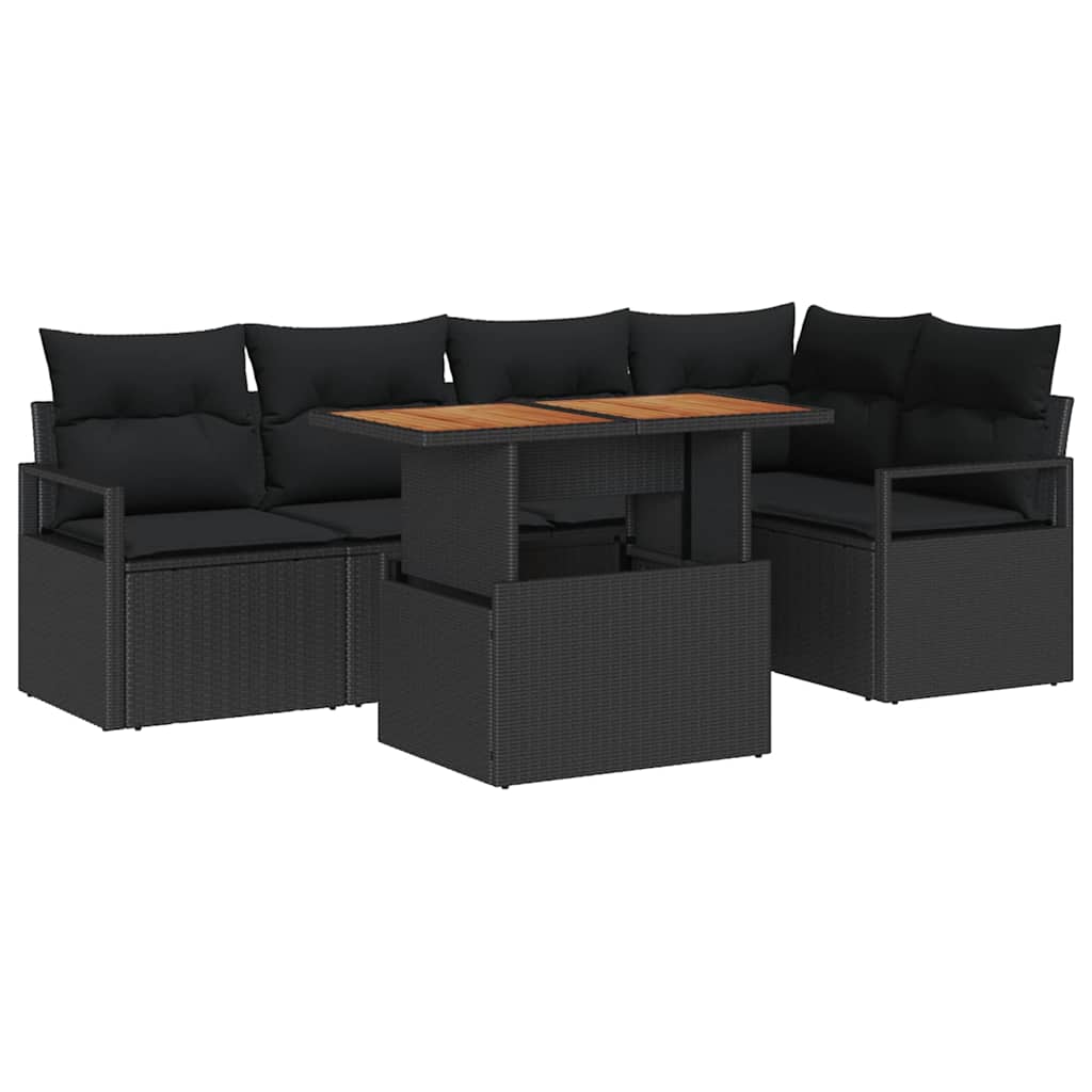 Garten Essgruppe mit Kissen 6 pcs Schwarz und Braun