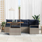 Garten Essgruppe mit Kissen 6 pcs Grau und Marineblau