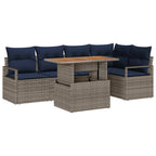 Garten Essgruppe mit Kissen 6 pcs Grau und Marineblau