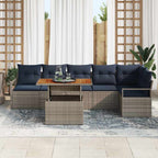 Garten Essgruppe mit Kissen 7 pcs Grau und Marineblau