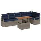 Garten Essgruppe mit Kissen 7 pcs Grau und Marineblau